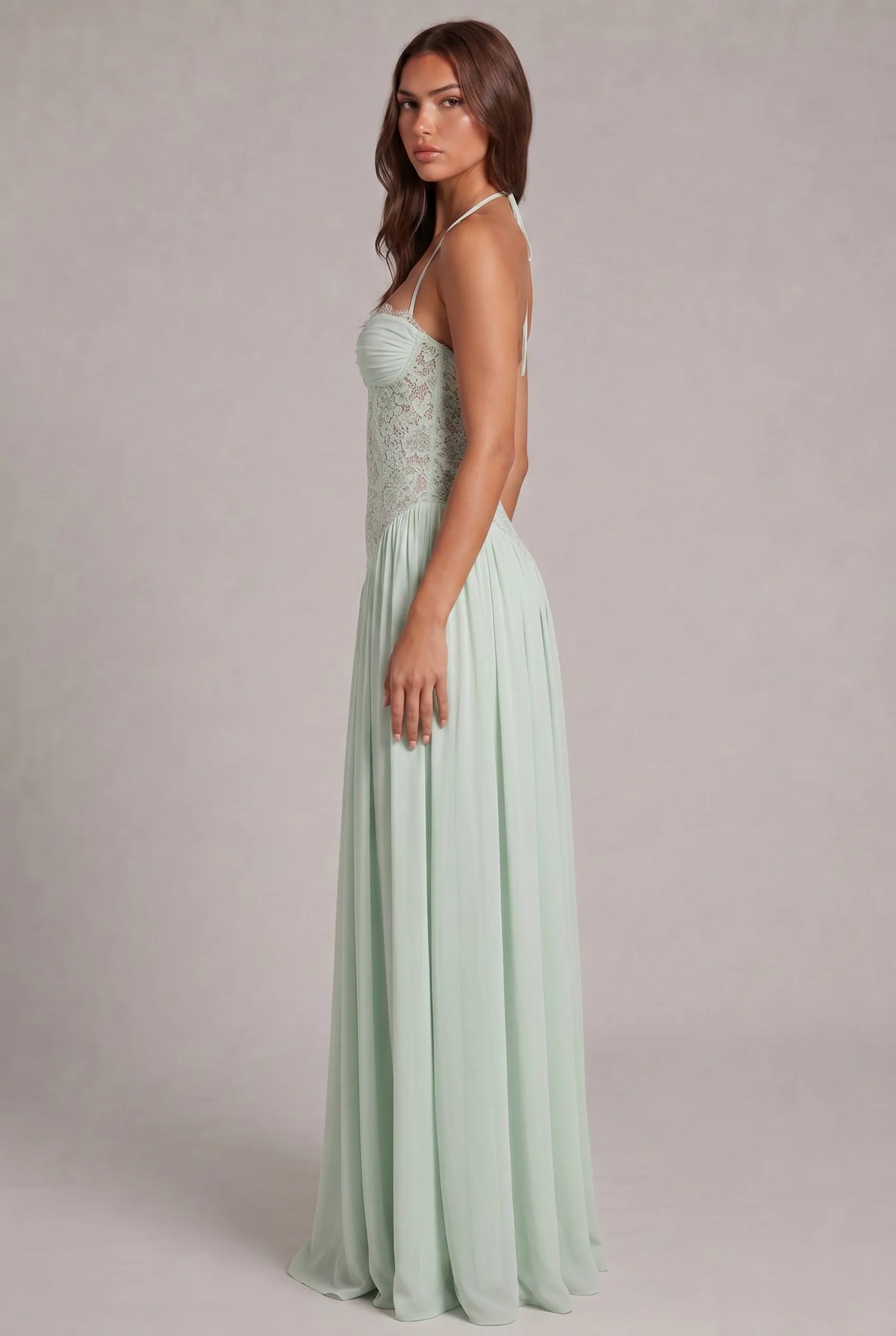 Blain Dantel Korse Detaylı Maksi Elbise