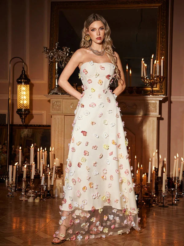 Orli Askısız Çiçekli Premium Maxi Elbise