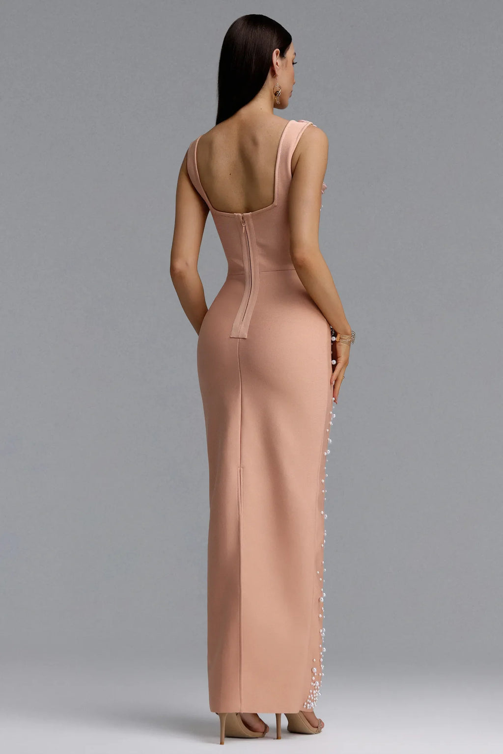 Mareen İnci İşlemeli Bandaj Premium Maxi Elbise