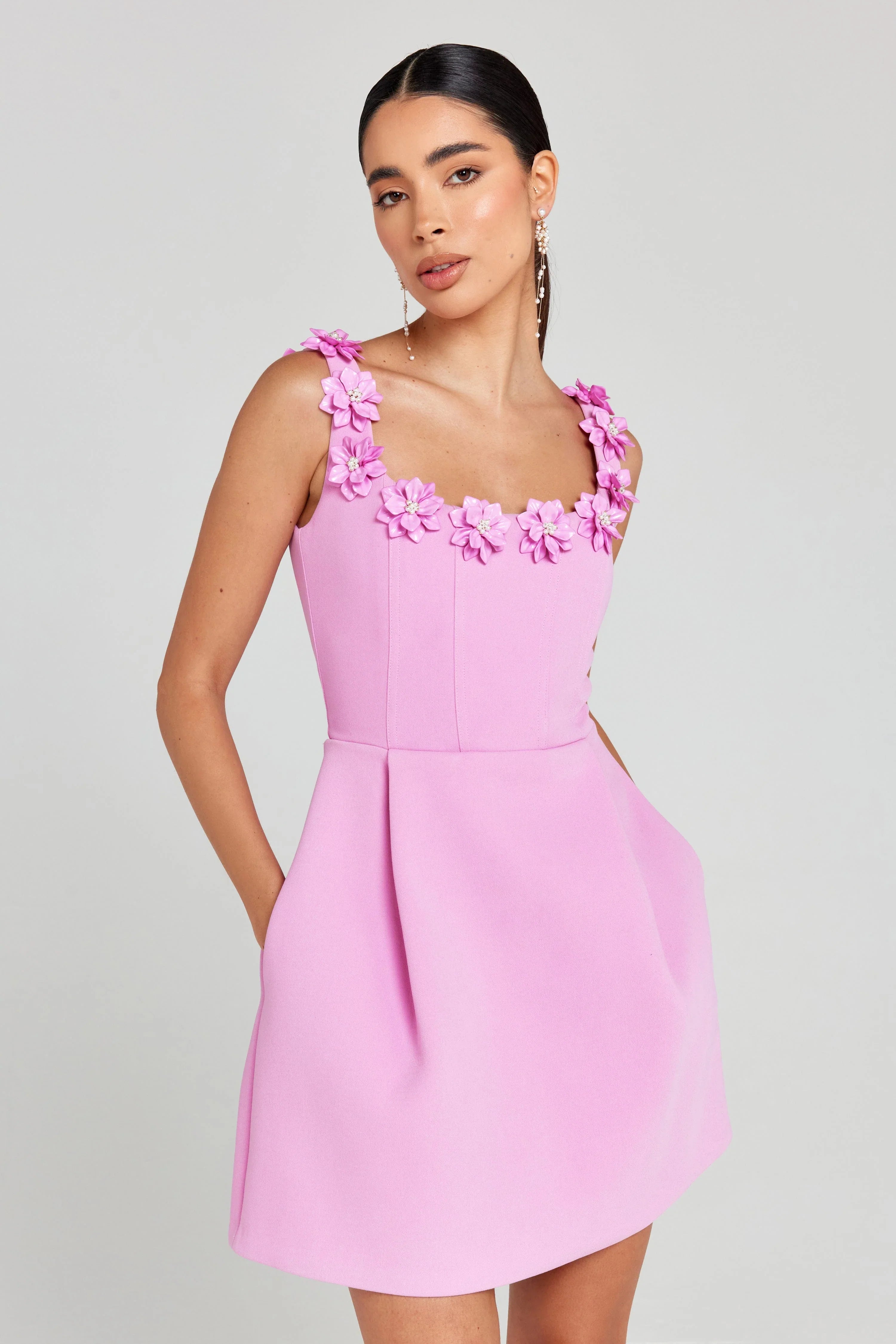 Vindy Pembe Mini Elbise