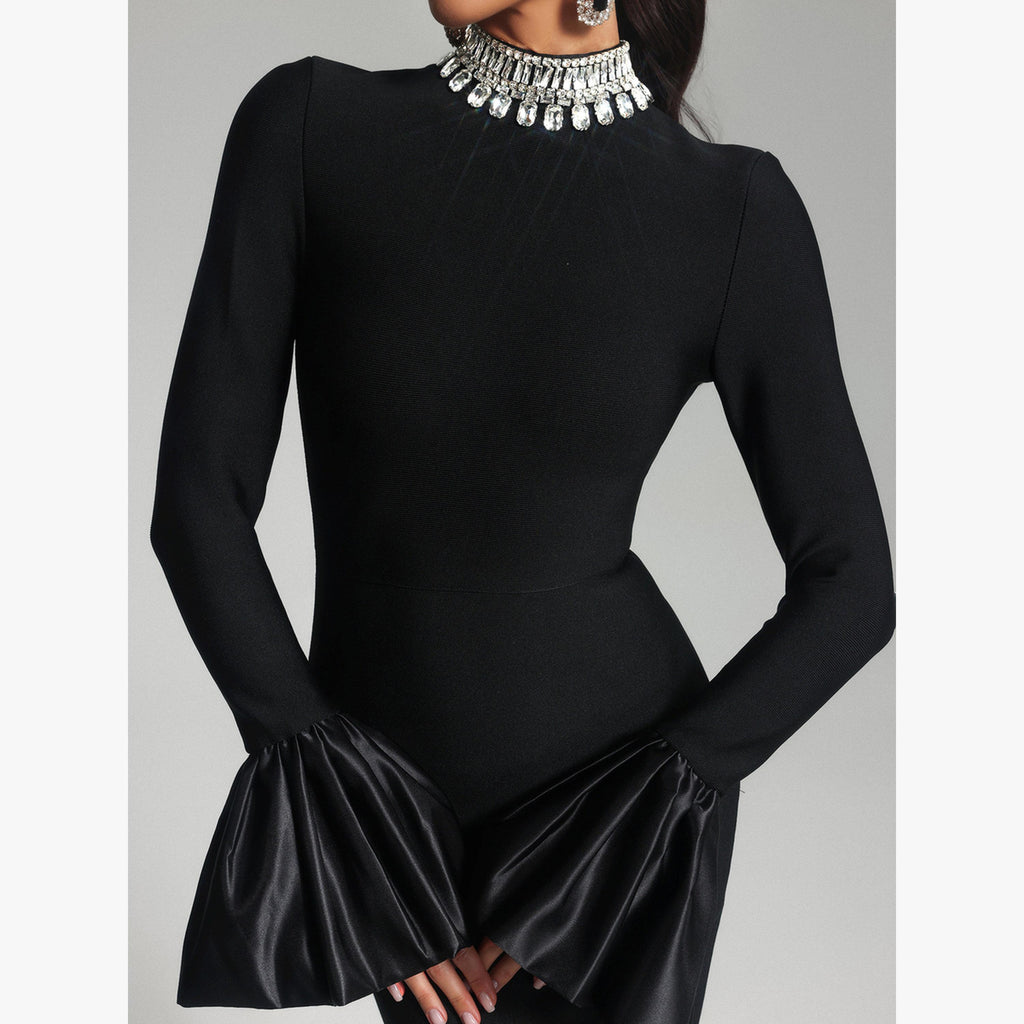 Virginie İşlemeli Taşlı Premium Maxi Elbise