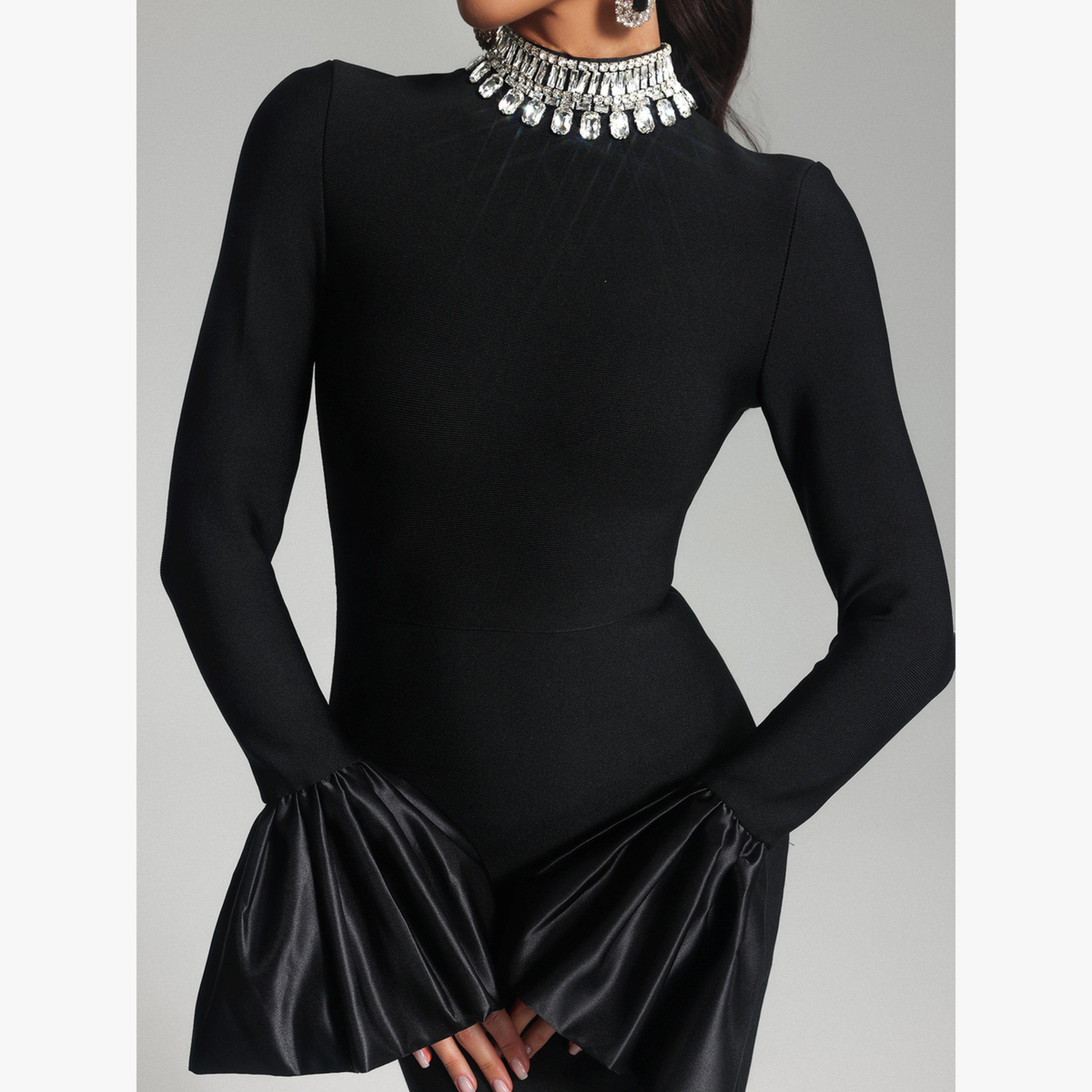 Virginie İşlemeli Taşlı Premium Maxi Elbise