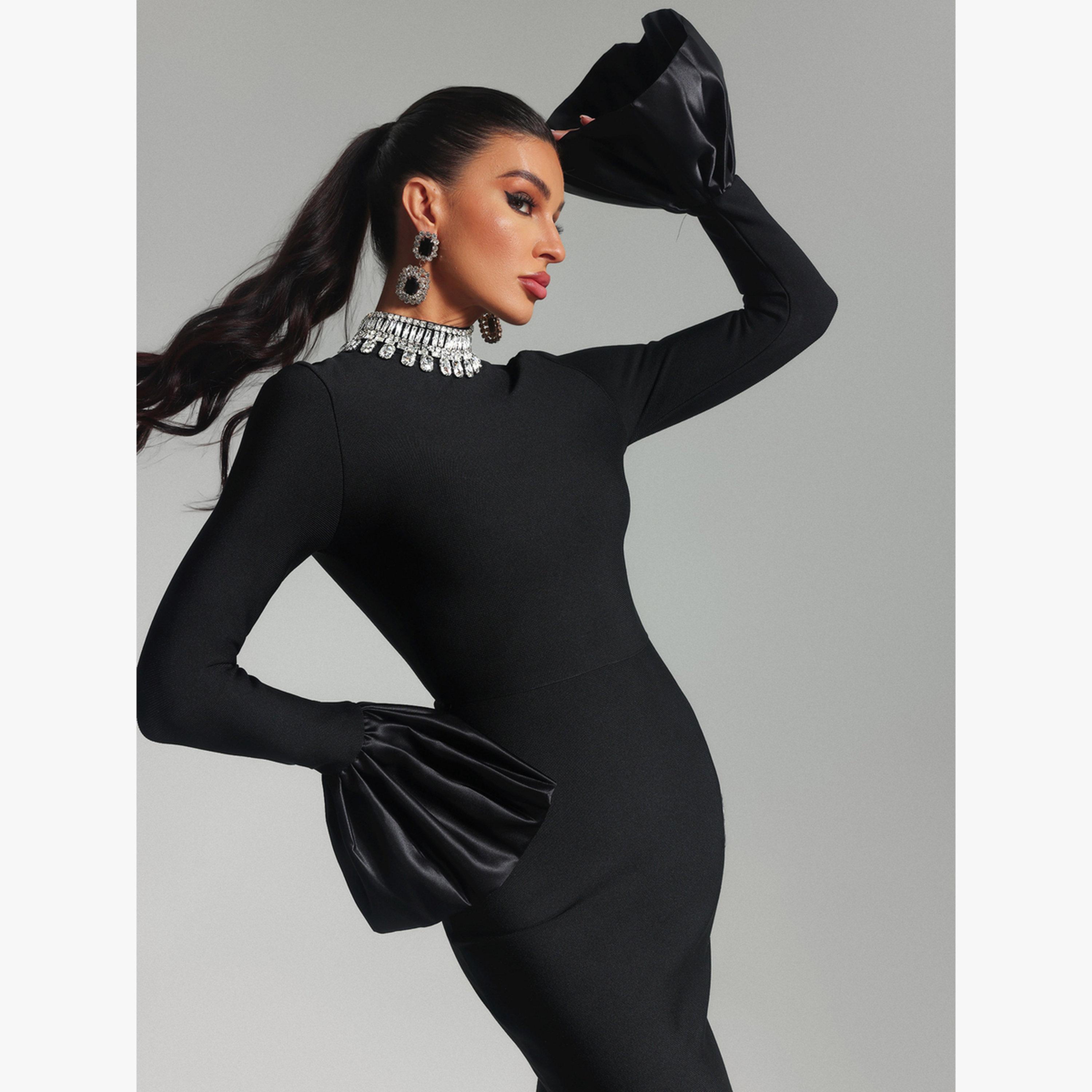 Virginie İşlemeli Taşlı Premium Maxi Elbise