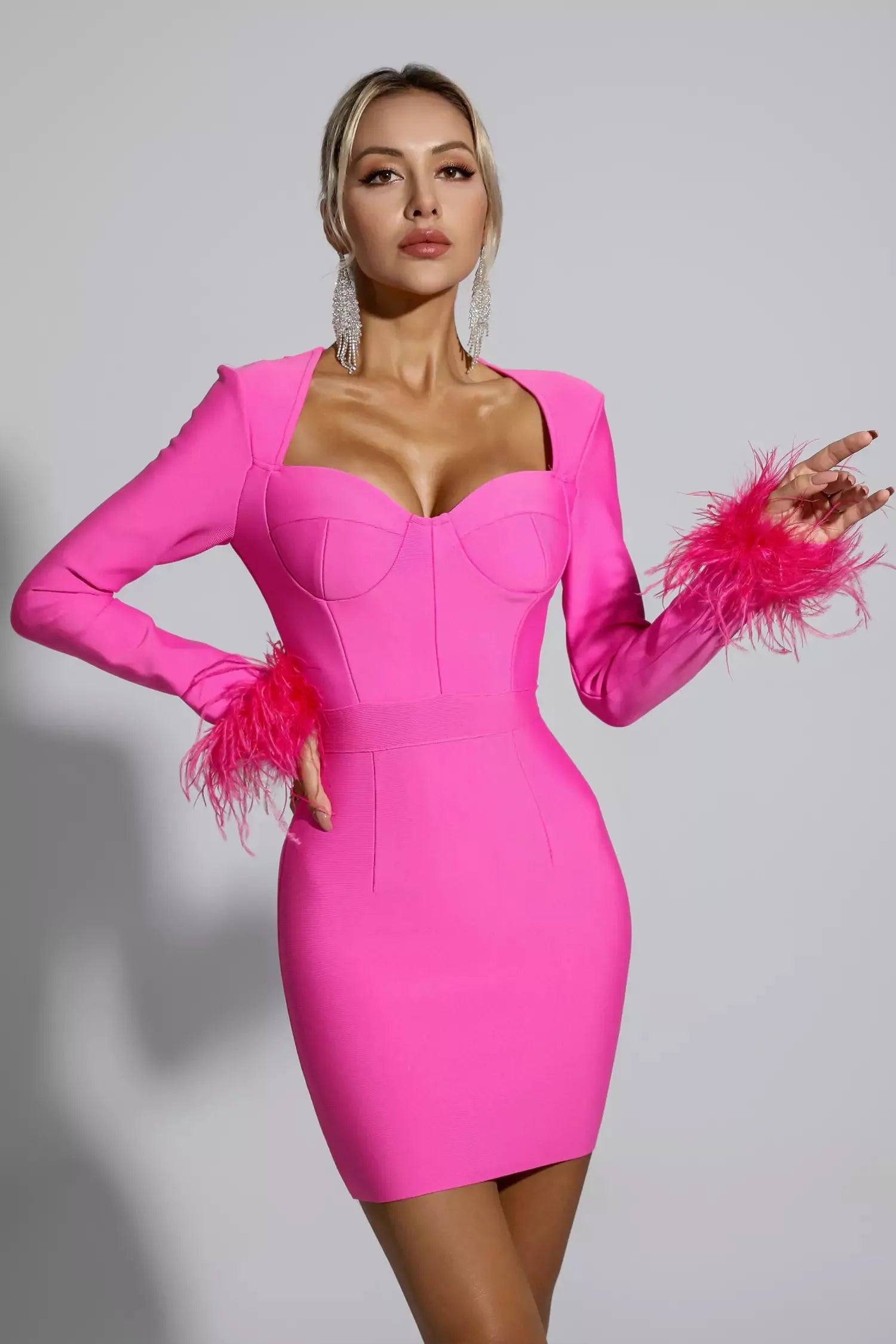Asperia Pembe Premium Mini Elbise
