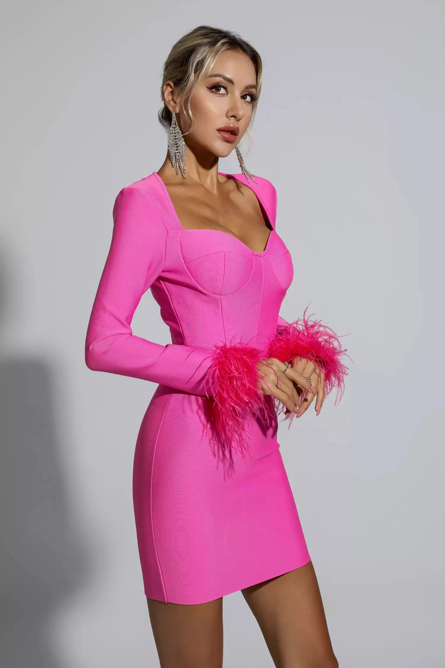 Asperia Pembe Premium Mini Elbise