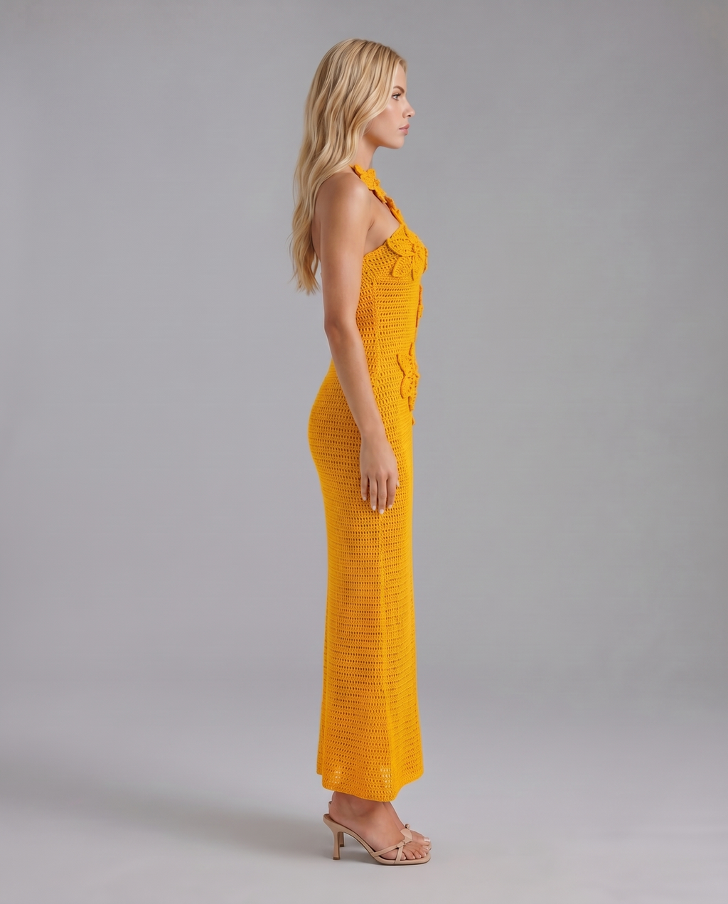 Kyla Kroşe Halter Maxi Elbise