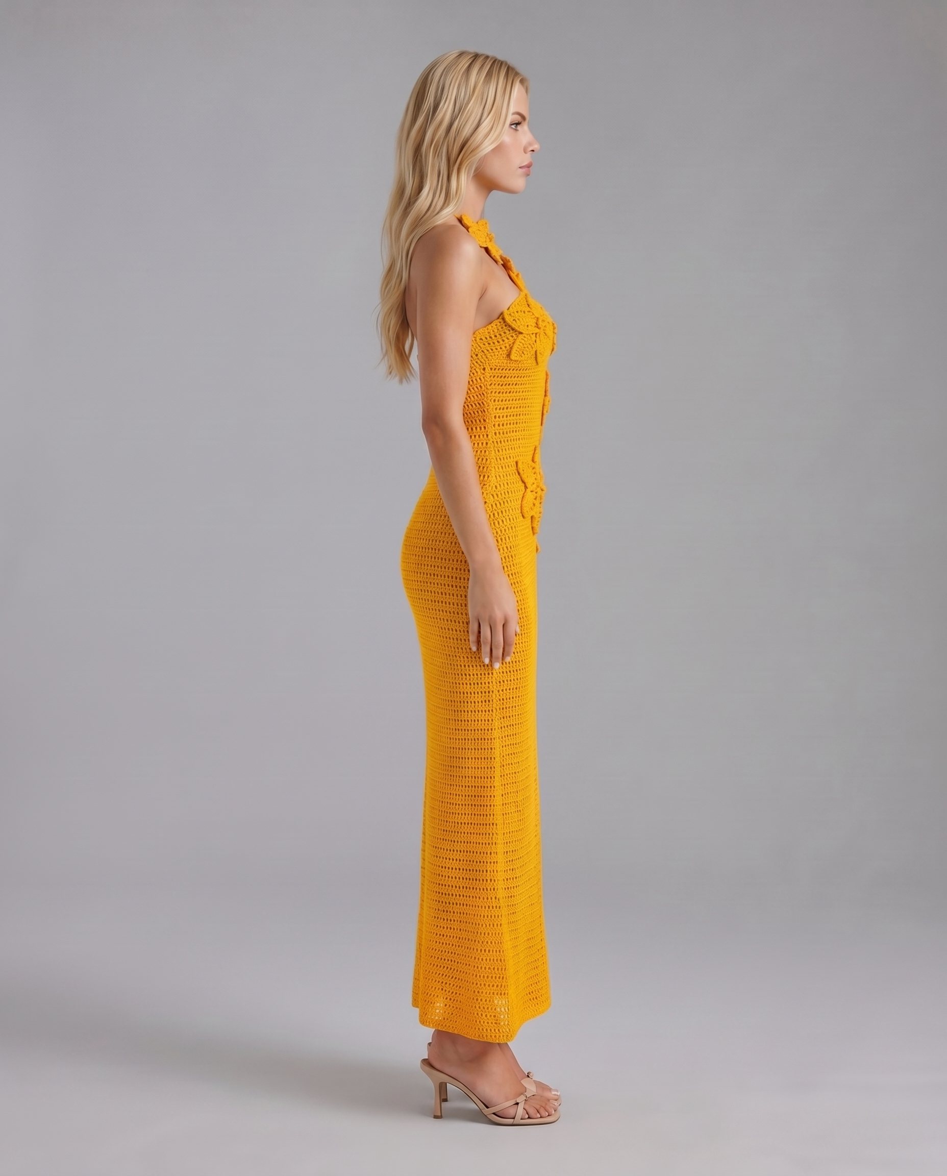 Kyla Kroşe Halter Maxi Elbise
