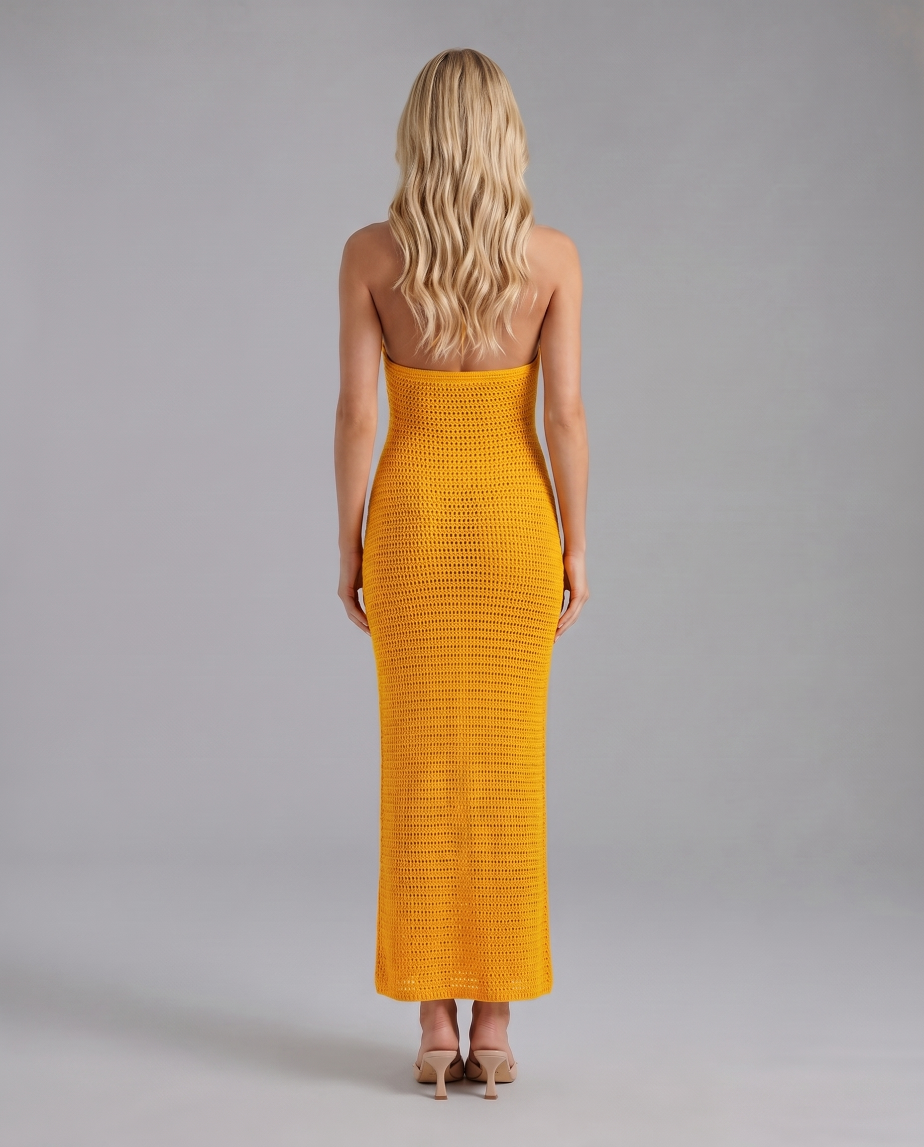 Kyla Kroşe Halter Maxi Elbise