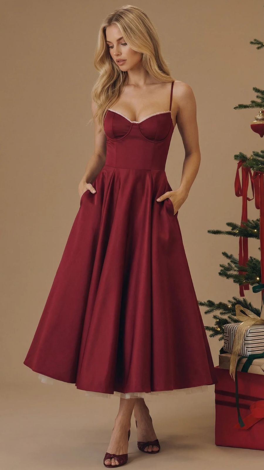 Selene Sweetheart Midi Elbise