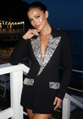 İşlemeli Yaka Premium Blazer Elbise