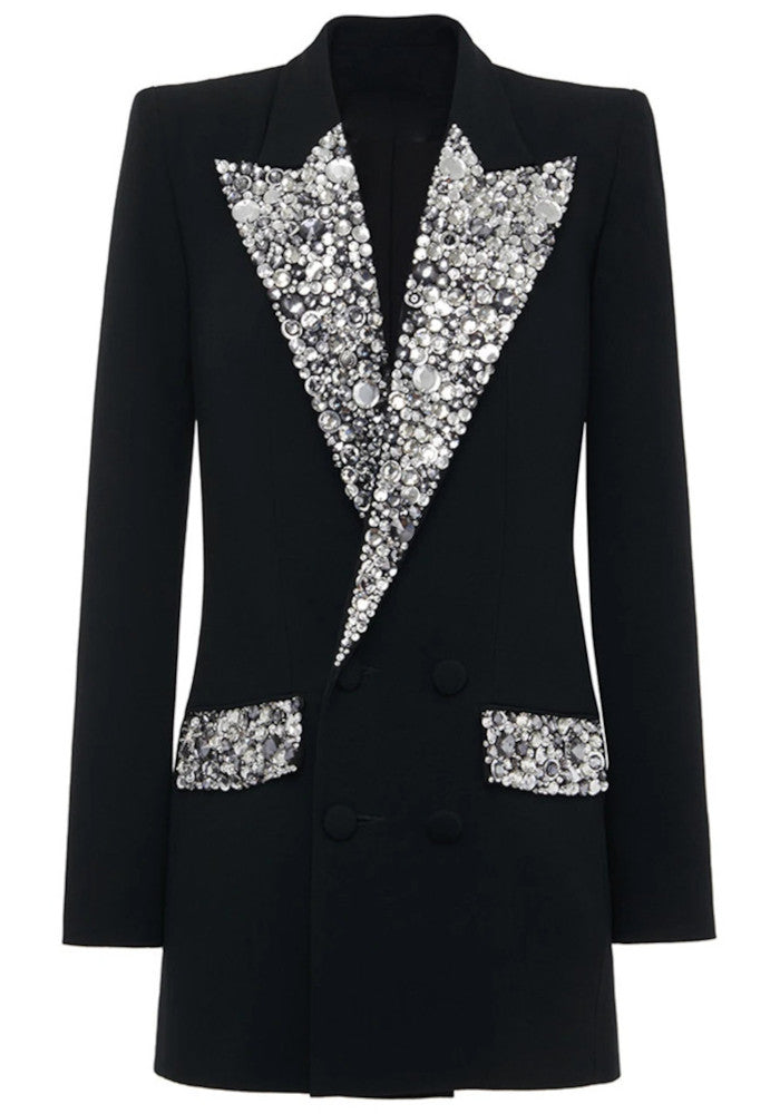 İşlemeli Yaka Premium Blazer Elbise