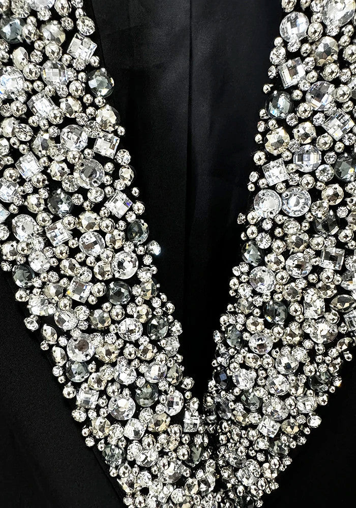 İşlemeli Yaka Premium Blazer Elbise